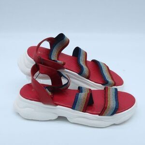 Bamboo Women's Metallic Platform Strap Sandals - Size 10